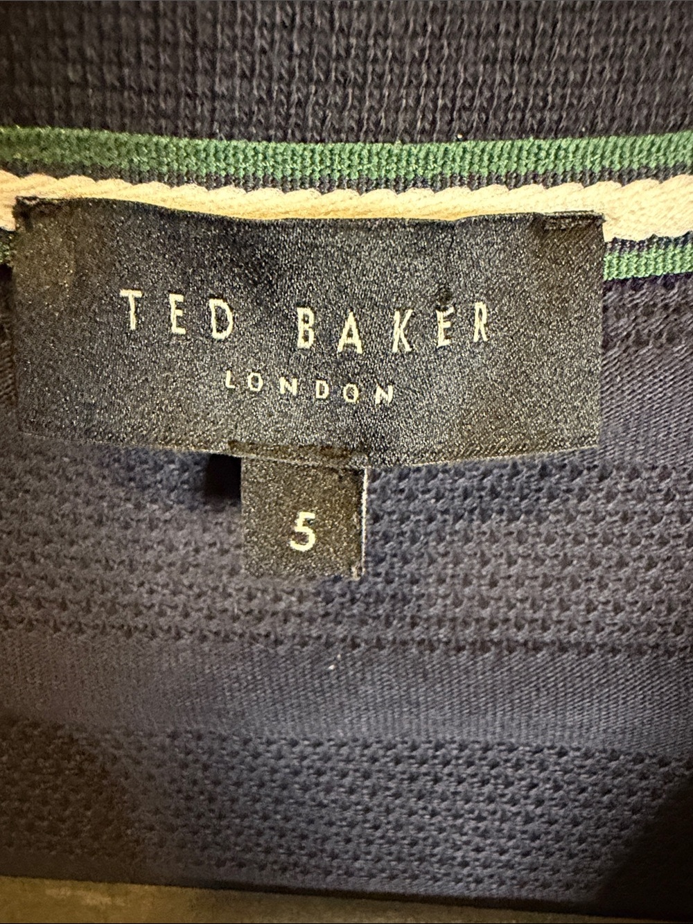 TED BAKER London Blue Textured Long Sleeve Polo Shirt SIZE 5